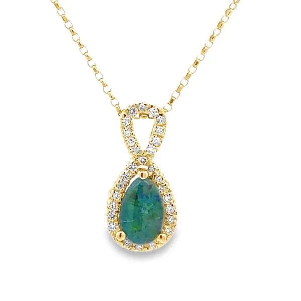 Opal & Diamond Crossover Pendant Classic Creations In Diamonds & Gold Venice, FL