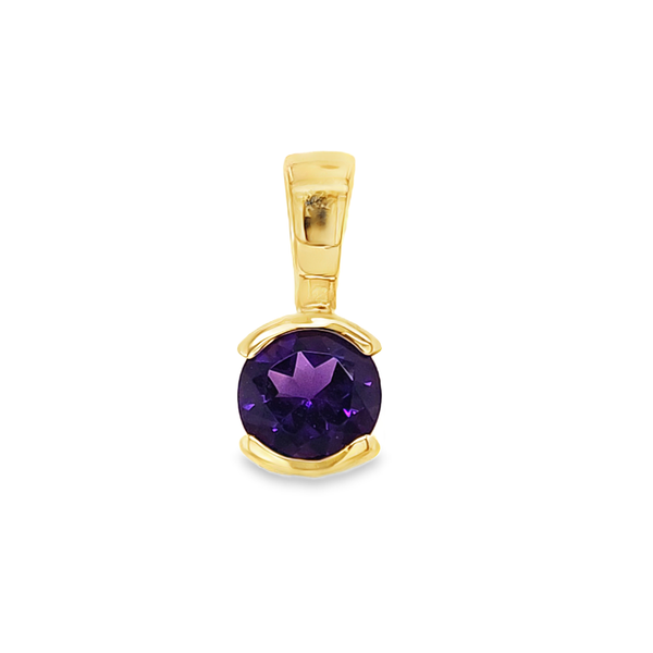 14K Yellow Gold Amethyst Half Bezel Set Pendant Classic Creations In Diamonds & Gold Venice, FL