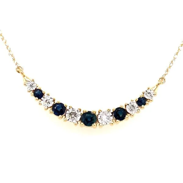 Sapphire & Diamond Curved Bar Necklace Classic Creations In Diamonds & Gold Venice, FL
