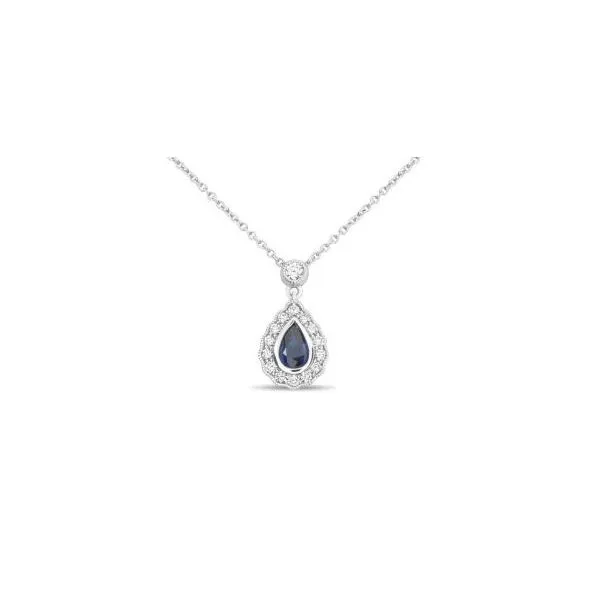 Sapphire & Diamond Halo Pendant Classic Creations In Diamonds & Gold Venice, FL