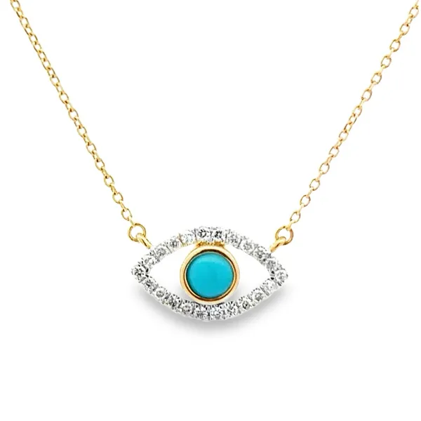 14K Turquoise & Diamond Eye Necklace Classic Creations In Diamonds & Gold Venice, FL