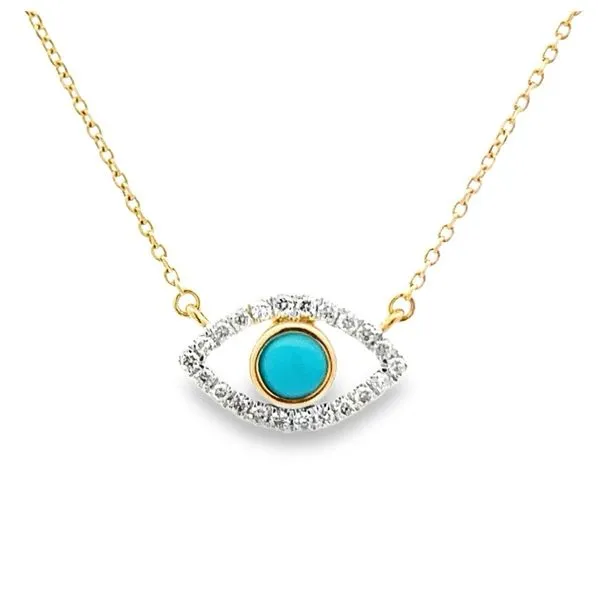 14K Turquoise & Diamond Eye Necklace Classic Creations In Diamonds & Gold Venice, FL