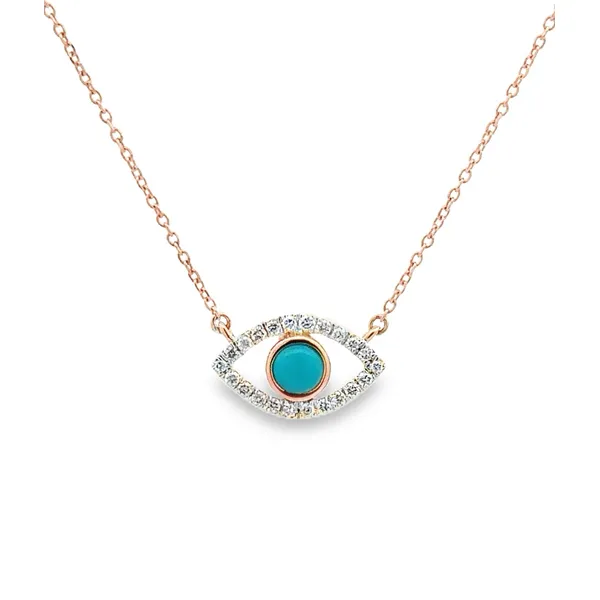 14K Turquoise & Diamond Eye Necklace Classic Creations In Diamonds & Gold Venice, FL