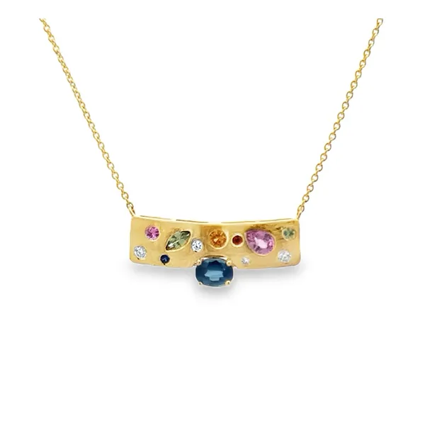 14K Yellow Gold Multi Color Sapphire Horizontal Bar Cable Chain Necklace Classic Creations In Diamonds & Gold Venice, FL