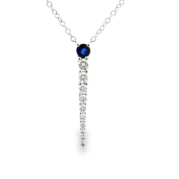 14K White Gold Sapphire And Diamond Spear Drop Cable Chain Necklace Classic Creations In Diamonds & Gold Venice, FL