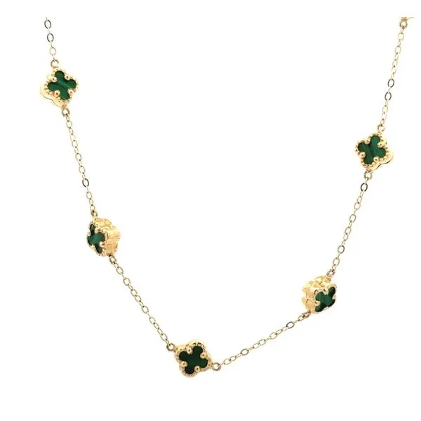 Malachite Clover Style Station Necklace Classic Creations In Diamonds & Gold Venice, FL