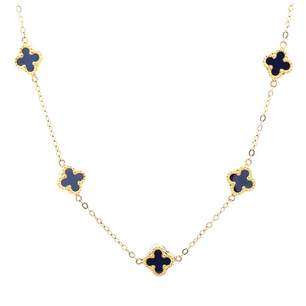 Lapis Clover Style Station Necklace Classic Creations In Diamonds & Gold Venice, FL