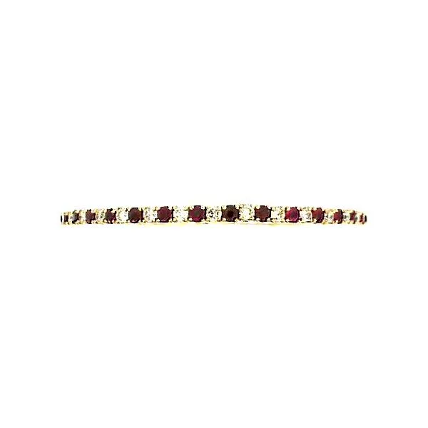 14K Yellow Gold Ruby And Diamond Flexible Line Bangle Bracelet similar item image