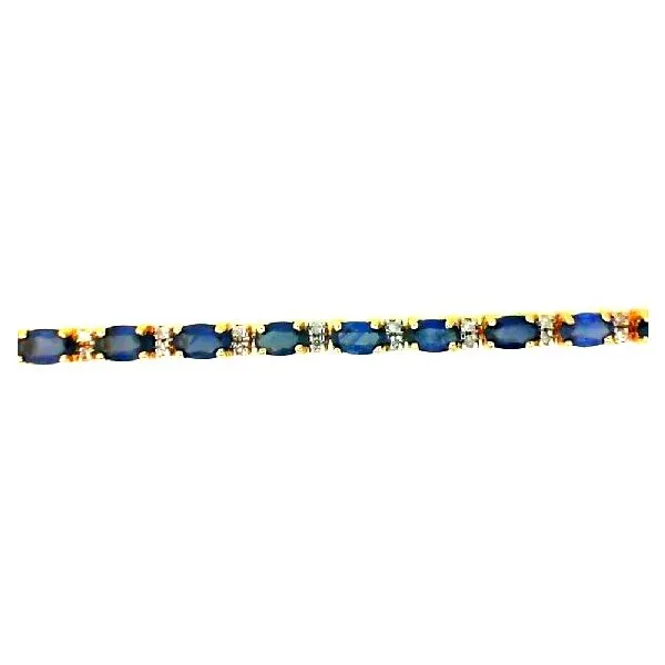 14K Yellow Gold Oval Sapphire And Diamond Line Bracelet similar item image