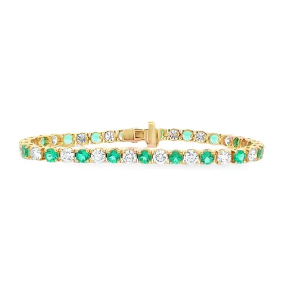 14.0ct. TW 14KY Emerald & Diamond Line Bracelet Lab Grown Classic Creations In Diamonds & Gold Venice, FL
