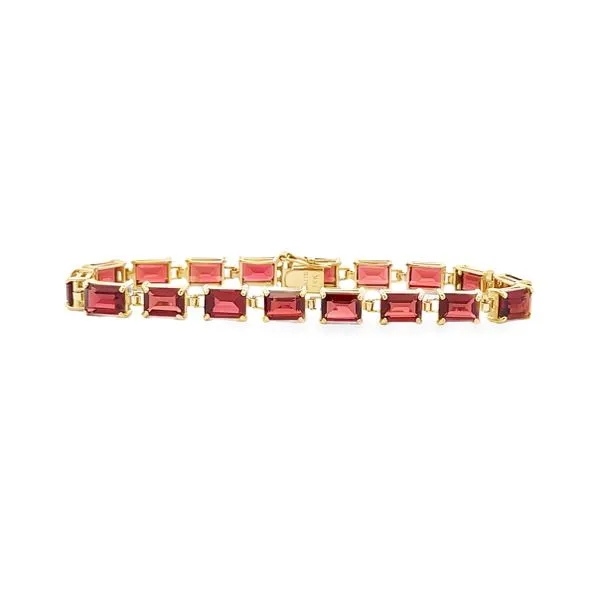 22.0ct. Emerald Cut Garnet Line Bracelet Classic Creations In Diamonds & Gold Venice, FL