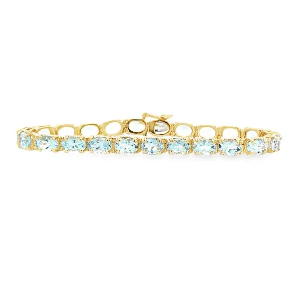 16.10ct. TW Oval Aquamarine Line Bracelet Classic Creations In Diamonds & Gold Venice, FL