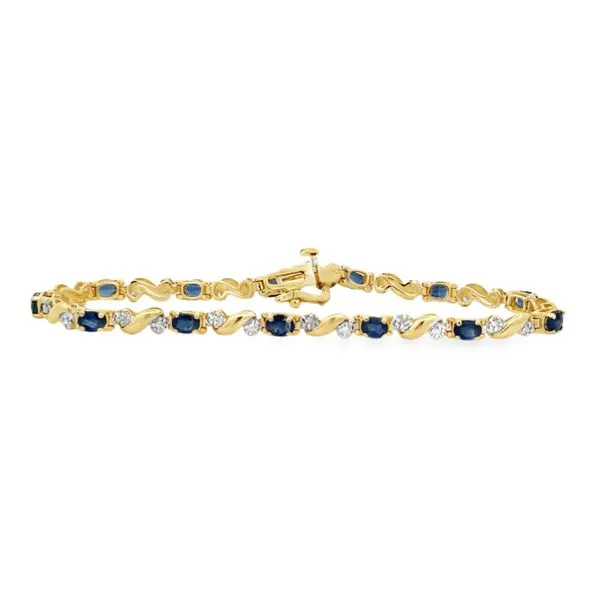 14KY Sapphire & Diamond Polished S-Hump Link Bracelet Classic Creations In Diamonds & Gold Venice, FL