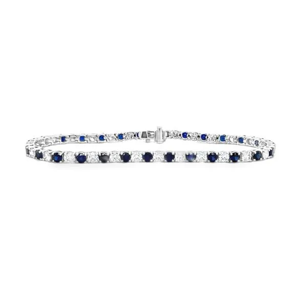 14K White Gold Lab Grown Sapphire And Diamond Tennis Bracelet Classic Creations In Diamonds & Gold Venice, FL