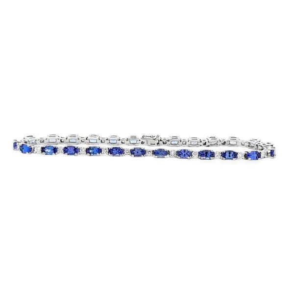 14K White Gold Tanzanite and Diamond Line Bracelet – 5.00ct Tanzanite, 1.04ct Diamond TW, 7.5 Inch Classic Creations In Diamonds & Gold Venice, FL