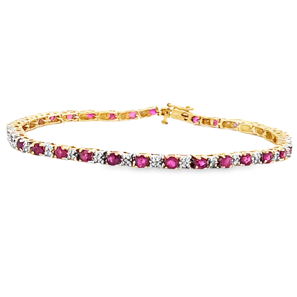 14K Yellow Gold Ruby and Diamond Line Bracelet 3.06 CT Ruby Classic Creations In Diamonds & Gold Venice, FL