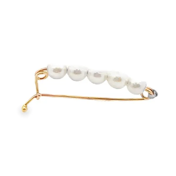 14K Yellow Gold 5 Pearl Pendant Pin Shortener Classic Creations In Diamonds & Gold Venice, FL
