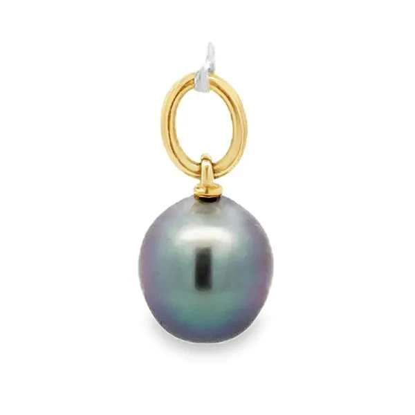 18K Yellow Gold Tahitian Pearl With Simple Jump Ring Bail Pendant Classic Creations In Diamonds & Gold Venice, FL