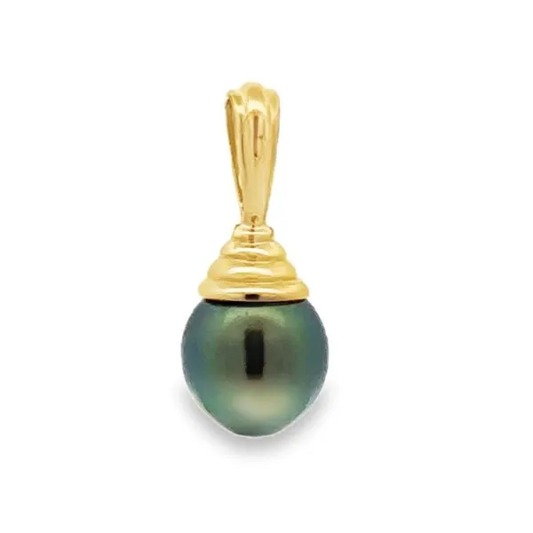 18K Yellow Gold Tahitian Pearl Pendant Classic Creations In Diamonds & Gold Venice, FL
