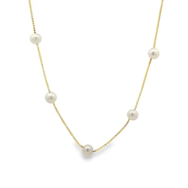 14KY Cultured Pearl Tin Cup-Station Necklace Classic Creations In Diamonds & Gold Venice, FL