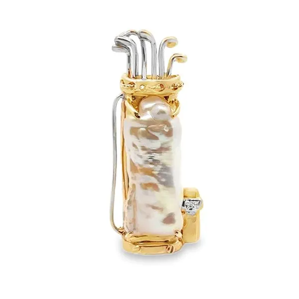 14K Yellow Cashe Baroque Pearl Golf Bag Brooch Classic Creations In Diamonds & Gold Venice, FL