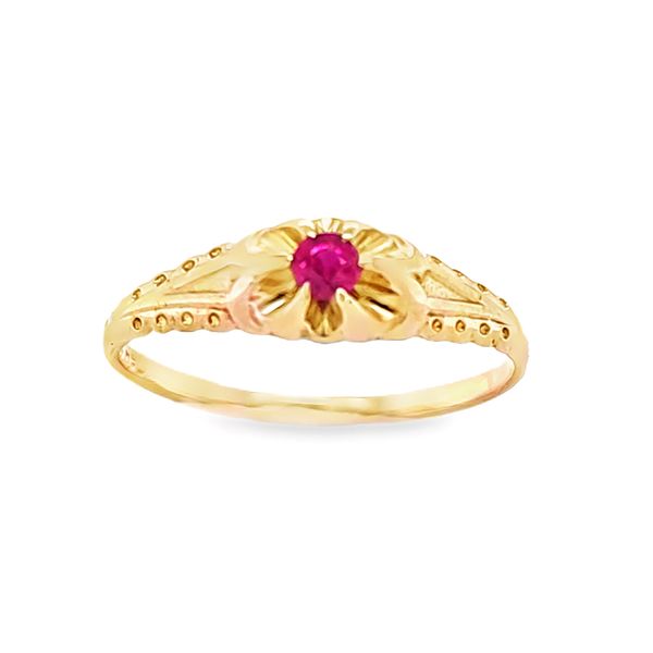 Vintage 1985 Kiddie Kraft Ruby July Birthstone Ring Size 6.25 – 10K Yellow Gold Classic Creations In Diamonds & Gold Venice, FL