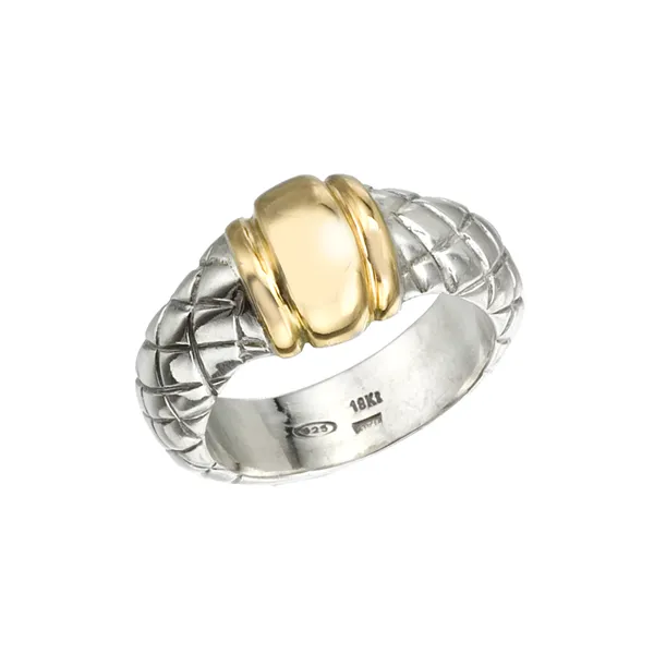 Alisa 18K Gold-Plated Stainless Steel Traversa Weave With Polished Gold Center Ring Classic Creations In Diamonds & Gold Venice, FL