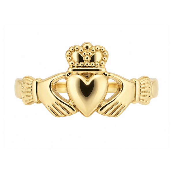 14K Yellow Gold Traditional Irish Claddagh Heart Crown and Hands Ring Classic Creations In Diamonds & Gold Venice, FL