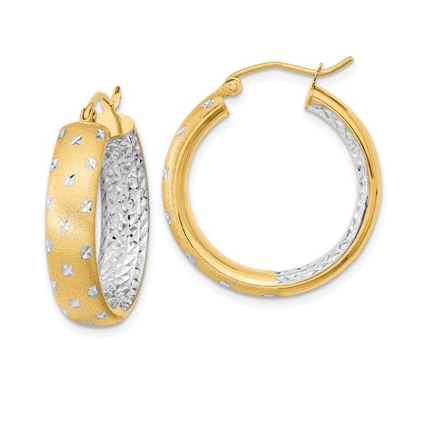 14K Two-Toned In/Out Hoop Earrings Classic Creations In Diamonds & Gold Venice, FL