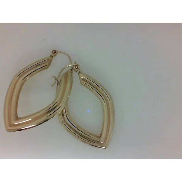 14K Tear Drop Hoop Earrings Classic Creations In Diamonds & Gold Venice, FL