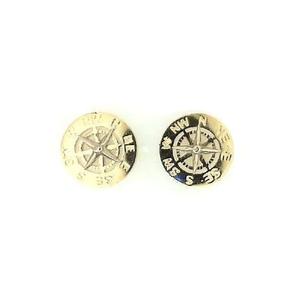 14K Yellow Gold Engraved Compass Stud Earrings Classic Creations In Diamonds & Gold Venice, FL