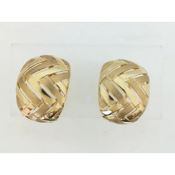 14K Yellow Gold Polished Brushed Omega Back Earrings Classic Creations In Diamonds & Gold Venice, FL