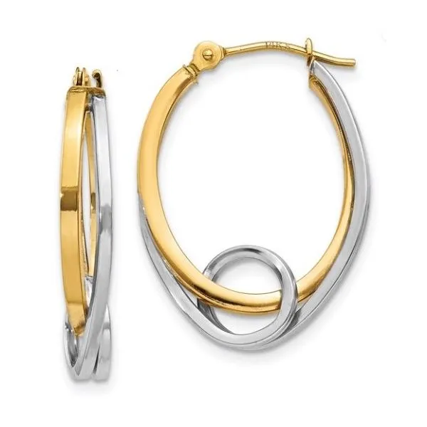 14K Two-Toned Looping Hoop Earrings Classic Creations In Diamonds & Gold Venice, FL