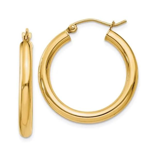 14K Yellow Gold Hoop Earrings Classic Creations In Diamonds & Gold Venice, FL