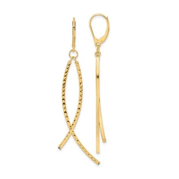 14K Diamond Cut Dangle Earrings Classic Creations In Diamonds & Gold Venice, FL