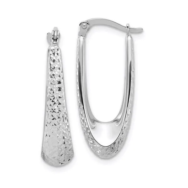 14K Diamond-Cut Long Hoop Earrings Classic Creations In Diamonds & Gold Venice, FL