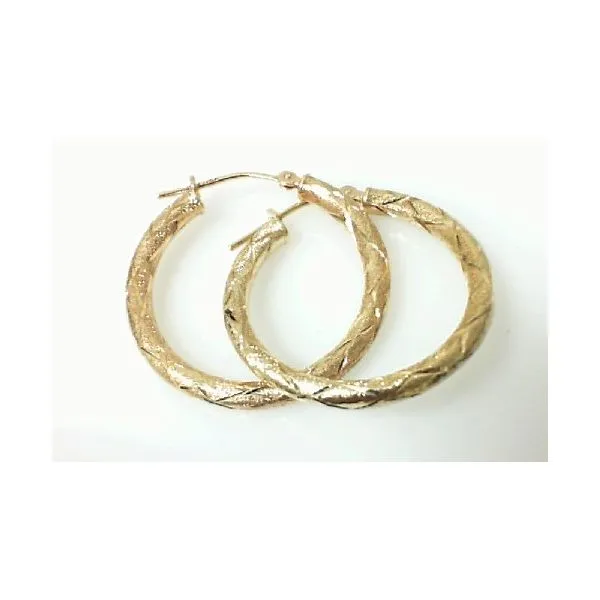 14K Yellow Gold Detailed Hoop Earrings Classic Creations In Diamonds & Gold Venice, FL