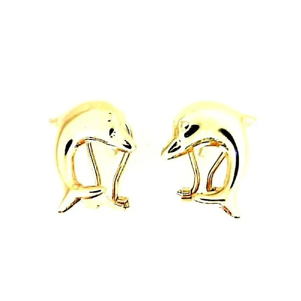 14K Yellow Gold Dolphin Earrings With Omega Backs Classic Creations In Diamonds & Gold Venice, FL