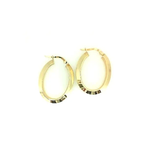 18K Yellow Gold Polished Oval Knife Edge Hoop Earrings Classic Creations In Diamonds & Gold Venice, FL