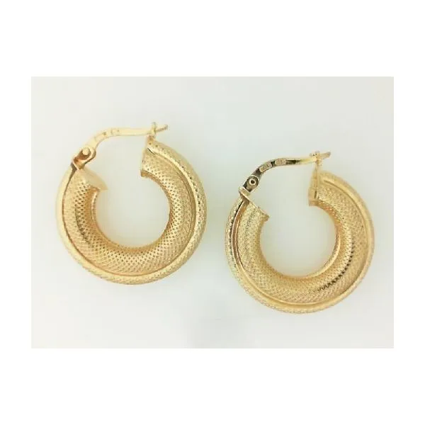 14K Yellow Gold Dimpled Hoop Earrings Classic Creations In Diamonds & Gold Venice, FL