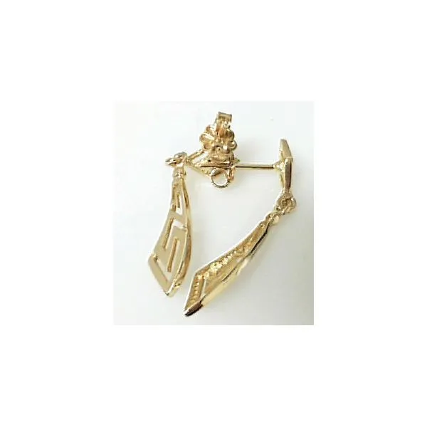 14K Yellow Gold Sword Shaped Dangle Earrings Classic Creations In Diamonds & Gold Venice, FL