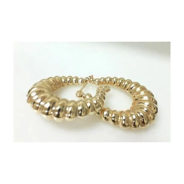 14K Yellow Gold Scallop Hoop Earrings Classic Creations In Diamonds & Gold Venice, FL