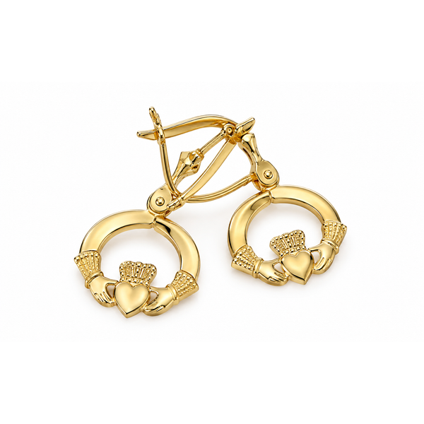 14K Yellow Gold Claddagh Clip On Earrings Irish Heart Jewelry Classic Creations In Diamonds & Gold Venice, FL