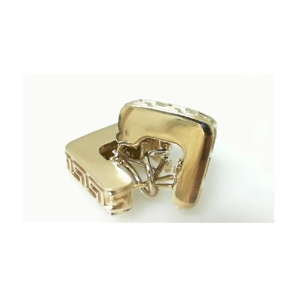 14K Yellow Gold L Shaped Engraved Pattern Design Clip On Earrings Classic Creations In Diamonds & Gold Venice, FL