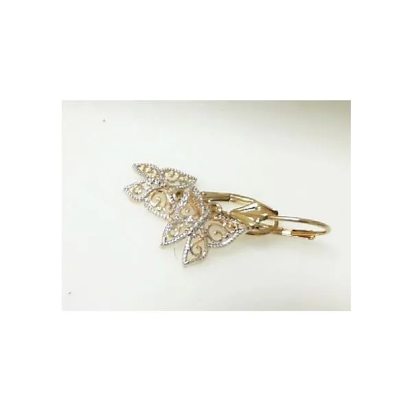 14K Two-Toned Butterfly Lever Back Earrings Classic Creations In Diamonds & Gold Venice, FL
