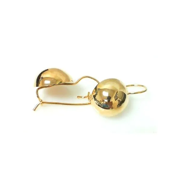 14K Yellow Gold Half Round Circle Ball Drop Earrings Classic Creations In Diamonds & Gold Venice, FL