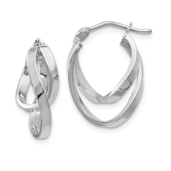 Leslie's 14K White Gold Polished Hinged Hoop Earrings Classic Creations In Diamonds & Gold Venice, FL