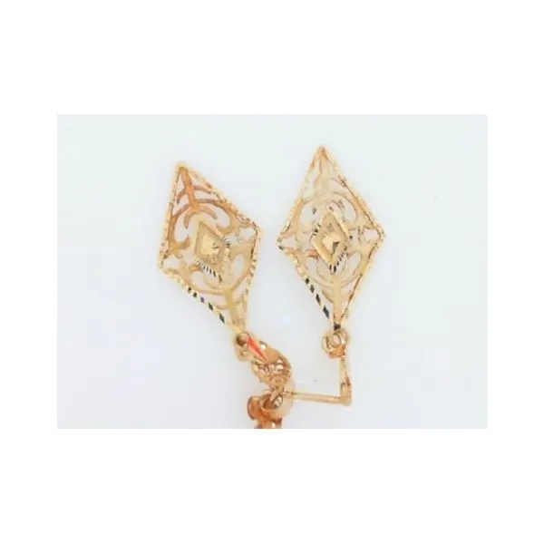 14K Yellow Gold Textured Filigree Dangle Earrings Classic Creations In Diamonds & Gold Venice, FL