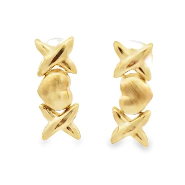 14K Yellow Gold XO Heart Drop Down Earrings Classic Creations In Diamonds & Gold Venice, FL