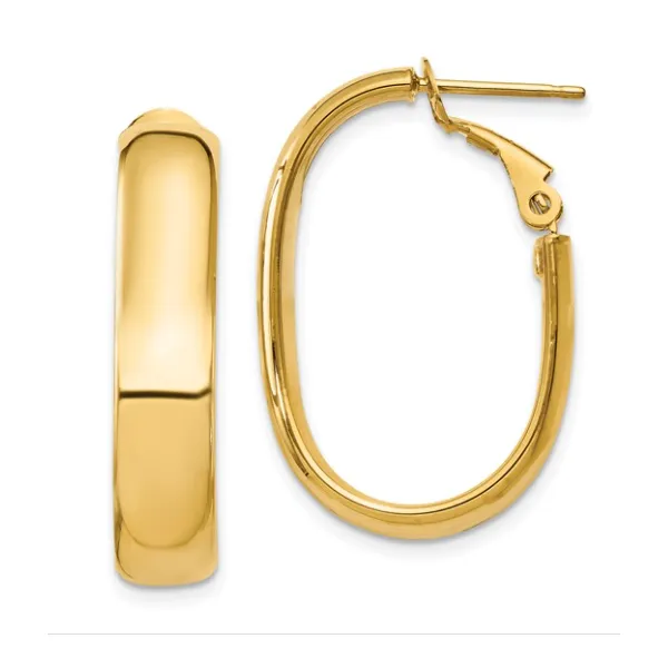 14K Yellow Gold 5.75mm Oval Omega Back Hoop Earrings Classic Creations In Diamonds & Gold Venice, FL